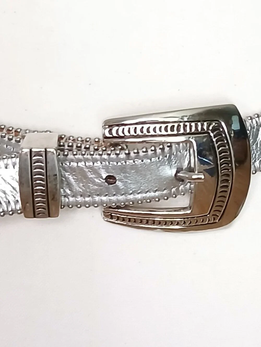 Streets Ahead Western Metallic Silver Tone Belt Size Large - Picture 3 of 8